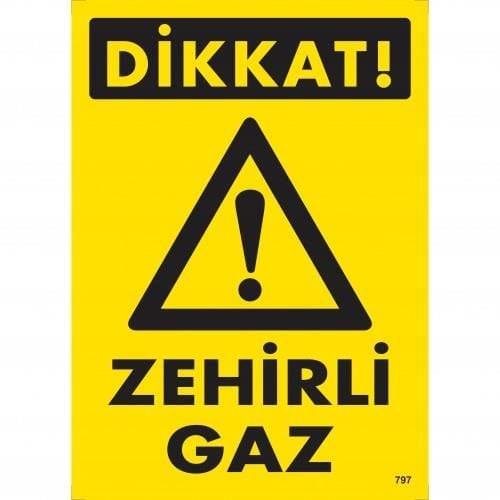 Dikkat Zehirli Gaz Uyarı Levhası 25X35 Kod:797