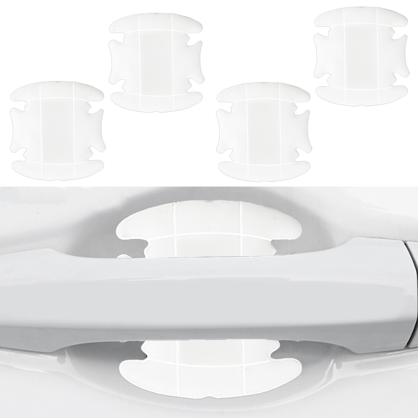 Dış Kapı Kolu Koruma Bandı Silikon 4 Parça Beyaz