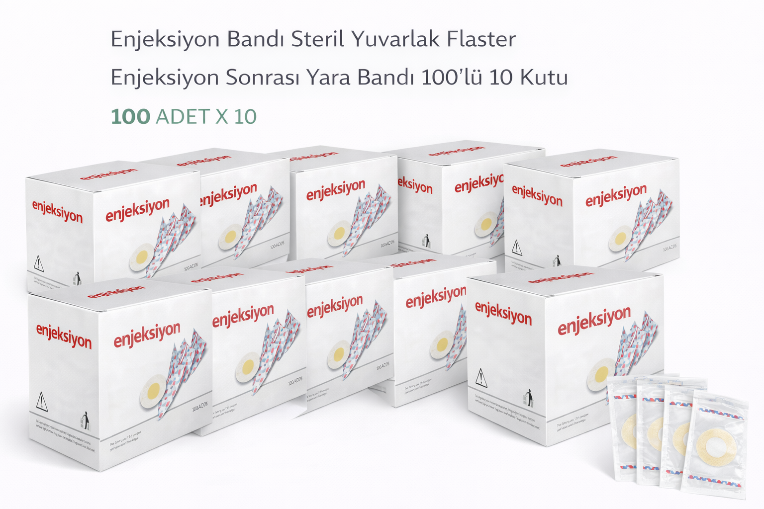 Enjeksiyon Bandı Steril Yuvarlak Flaster Enjeksiyon Sonrası Yara Bandı 100'lü 10 Kutu