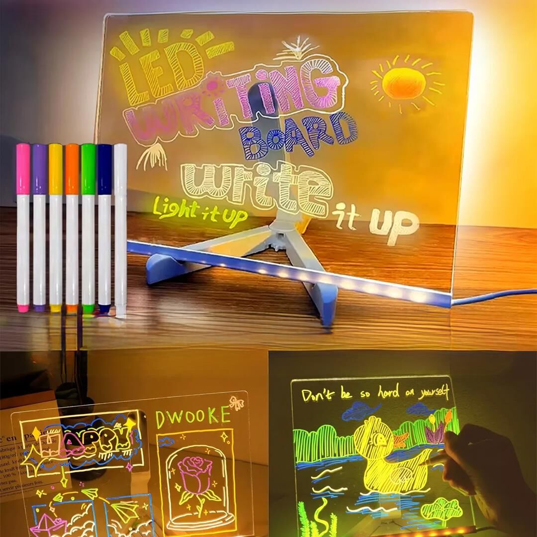 Ennalbur 27126 Dekoratif Led Aydınlatmalı Şeffaf Işıltılı Yazı Çizim Panosu