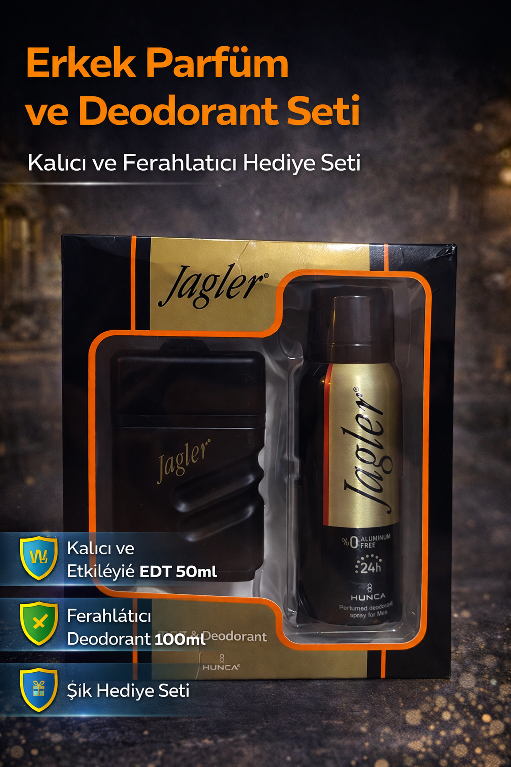 Erkek Parfüm Seti EDT 50 ml ve Deodorant 100 ml Kalıcı Koku Hediye Seti