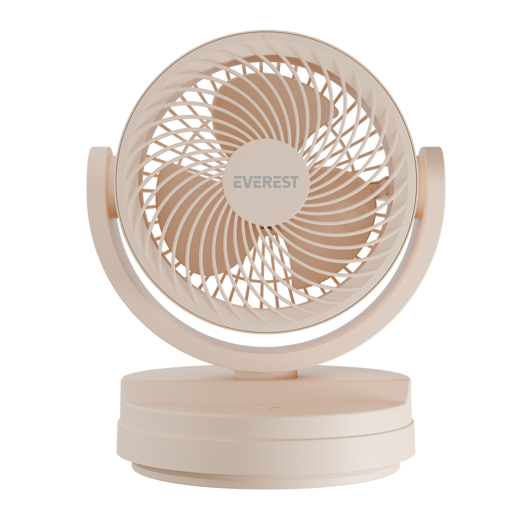 EVEREST EFN-509, KREM, 3 Kademeli Hız, 17,5cm 3 Kanat Pervane ve Çerçeve, Masaüstü, USB Vantilatör
