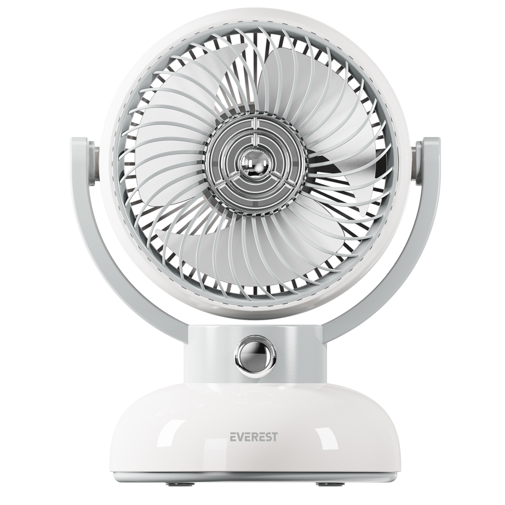 EVEREST EFN12, KREM, 3 Kademeli Hız, 4" Kanat, Masaüstü Kullanım, Taşınabilir, Dahili 1200mAh Bataryalı, USB Şarj Girişli, Vantilatör