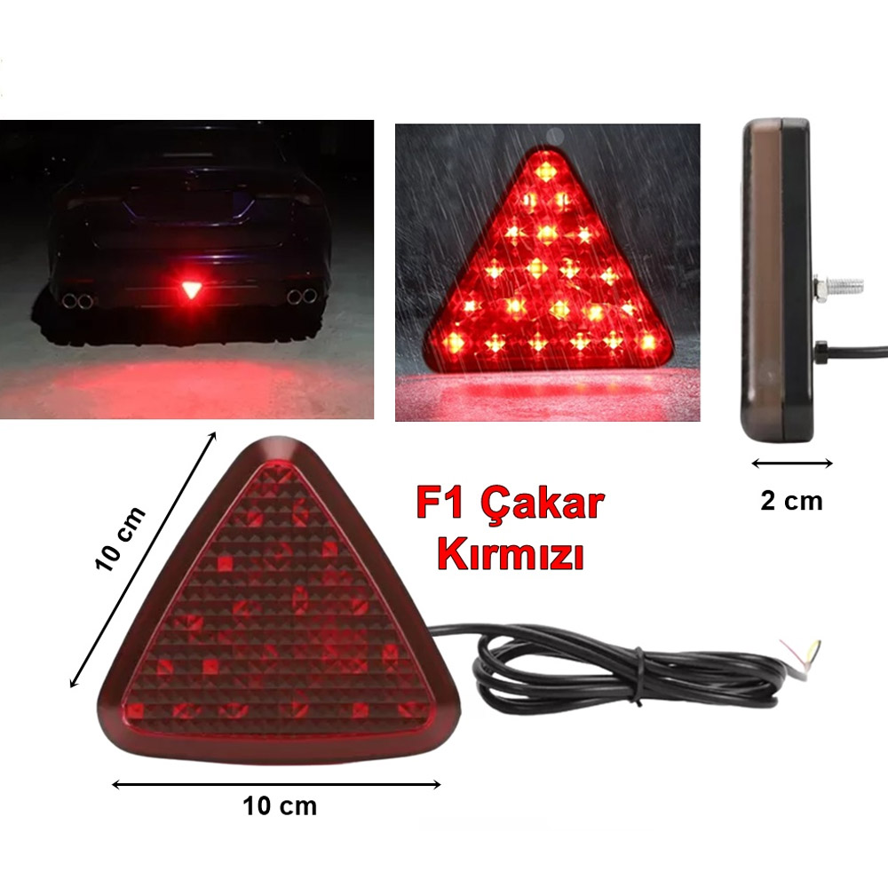 F1 Üçgen Flashlı Led Stop Lambası Yeni Model Kırmızı Camlı ONP817