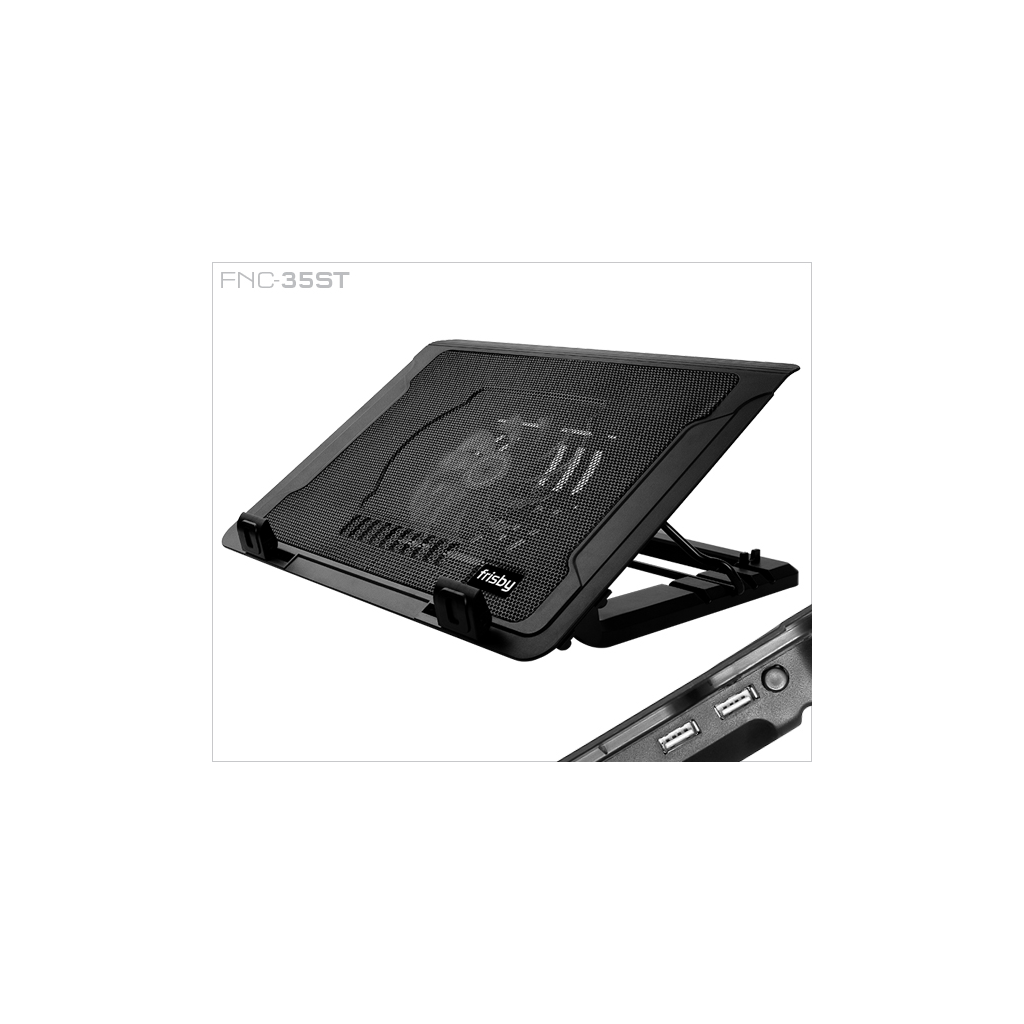 FRISBY FNC-35ST 14cm Fan, 10&amp;quot;-17&amp;quot; Notebook Soğutucu, 5 Kademeli Stand, Mavi Ledli (Siyah)