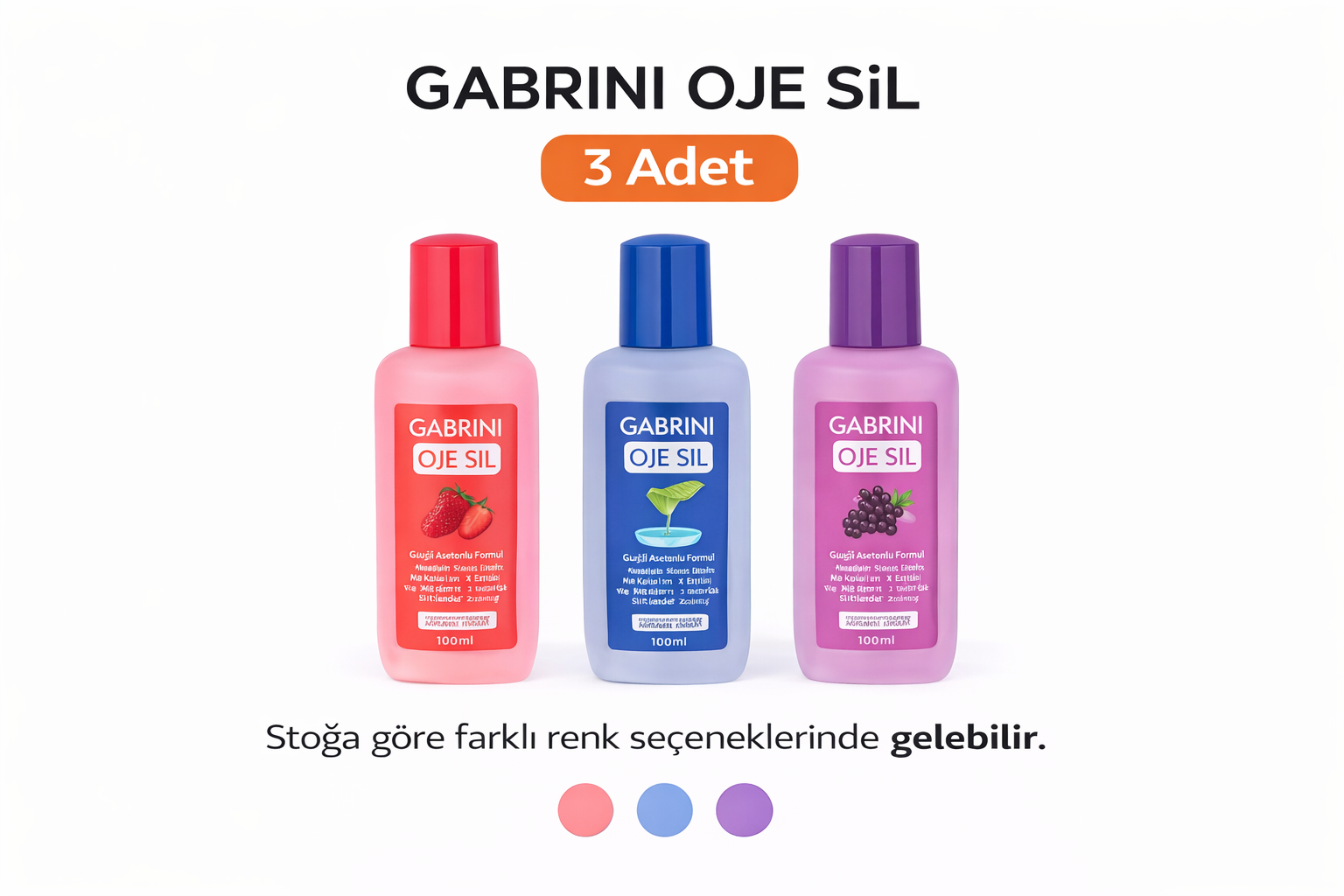 Gabrini Oje Sil Besleyici Aseton 125 ml Oje Çıkarıcı 3 Adet