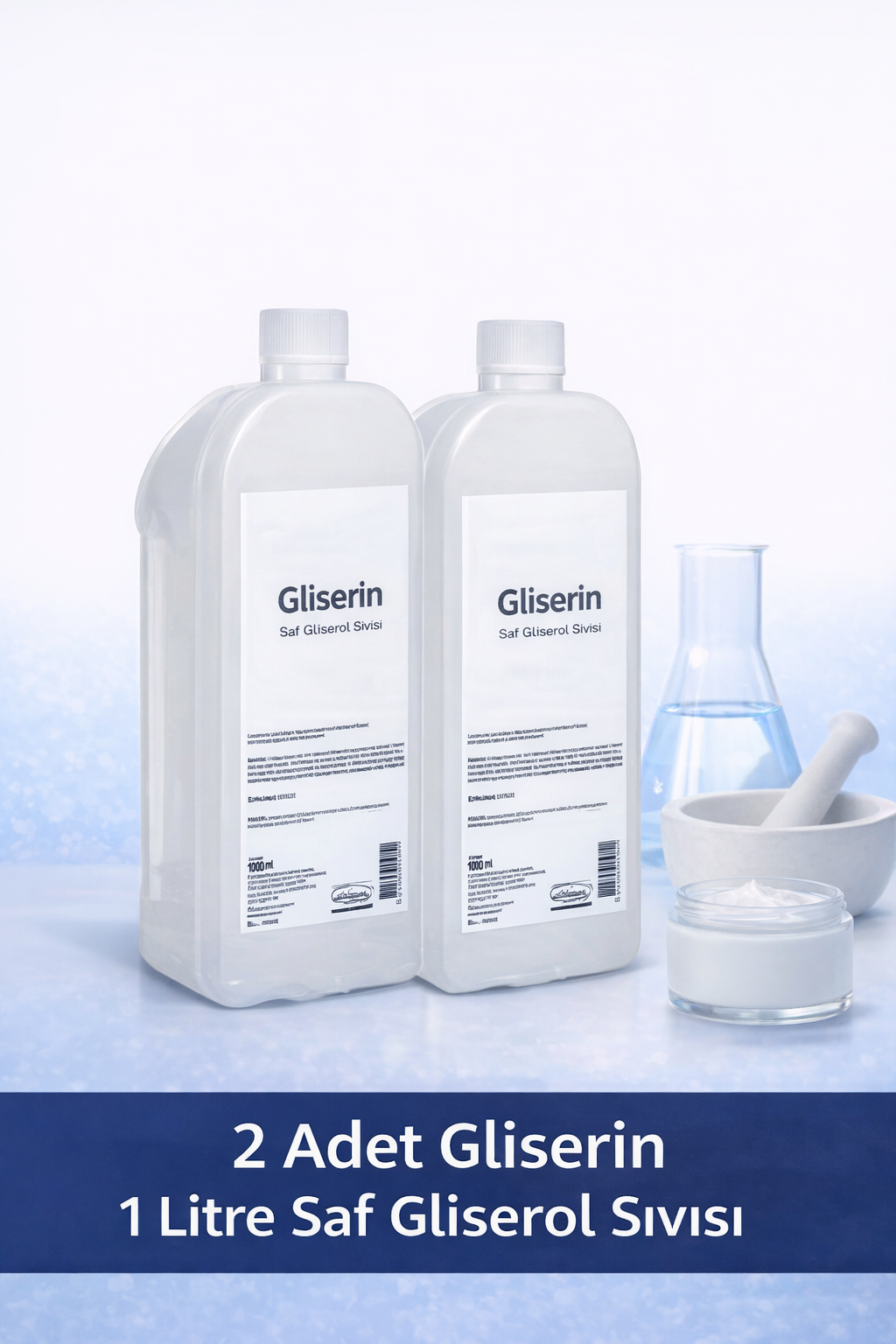 Gliserin Saf Gliserol Sıvısı 2 x 1 Litre Nem Tutucu Kozmetik ve Teknik Kullanıma Uygun