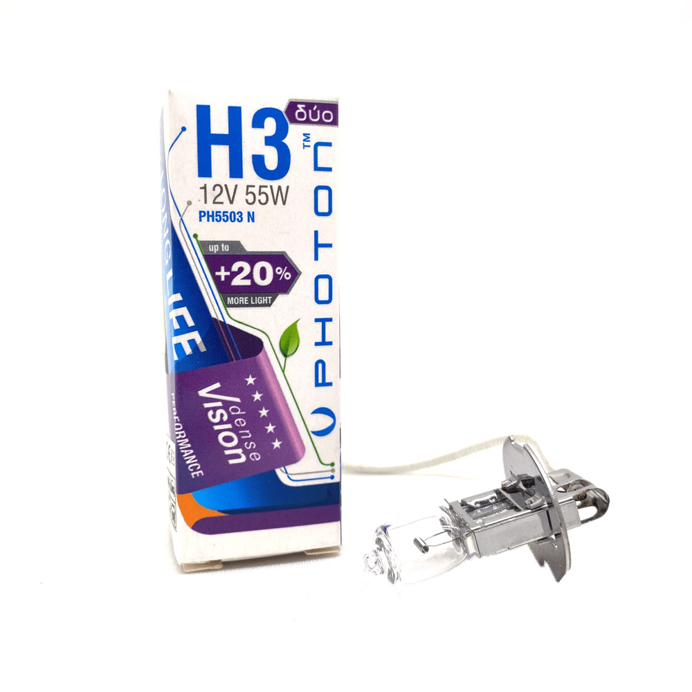 H3 55 Watt 12V Dense Vision +%20 Fazla Işık Halojen Far Ampulü Sarı