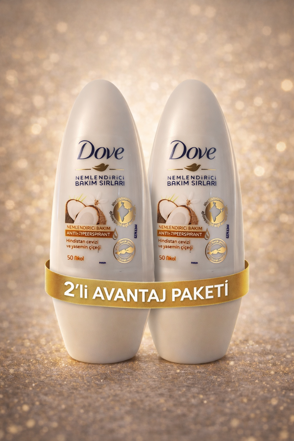 Hindistan Cevizi ve Yasemin Kokulu Roll-On Deodorant 50 ml 48 Saat Etkili Nemlendirici Anti-Perspirant 2 Adet
