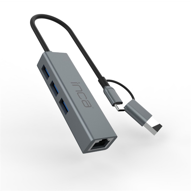 Inca Iutp03T Usb Hubx3 Usb 3.0 10 Gbps+Ethernet Rj45 1000Mbps Çoklayıcı