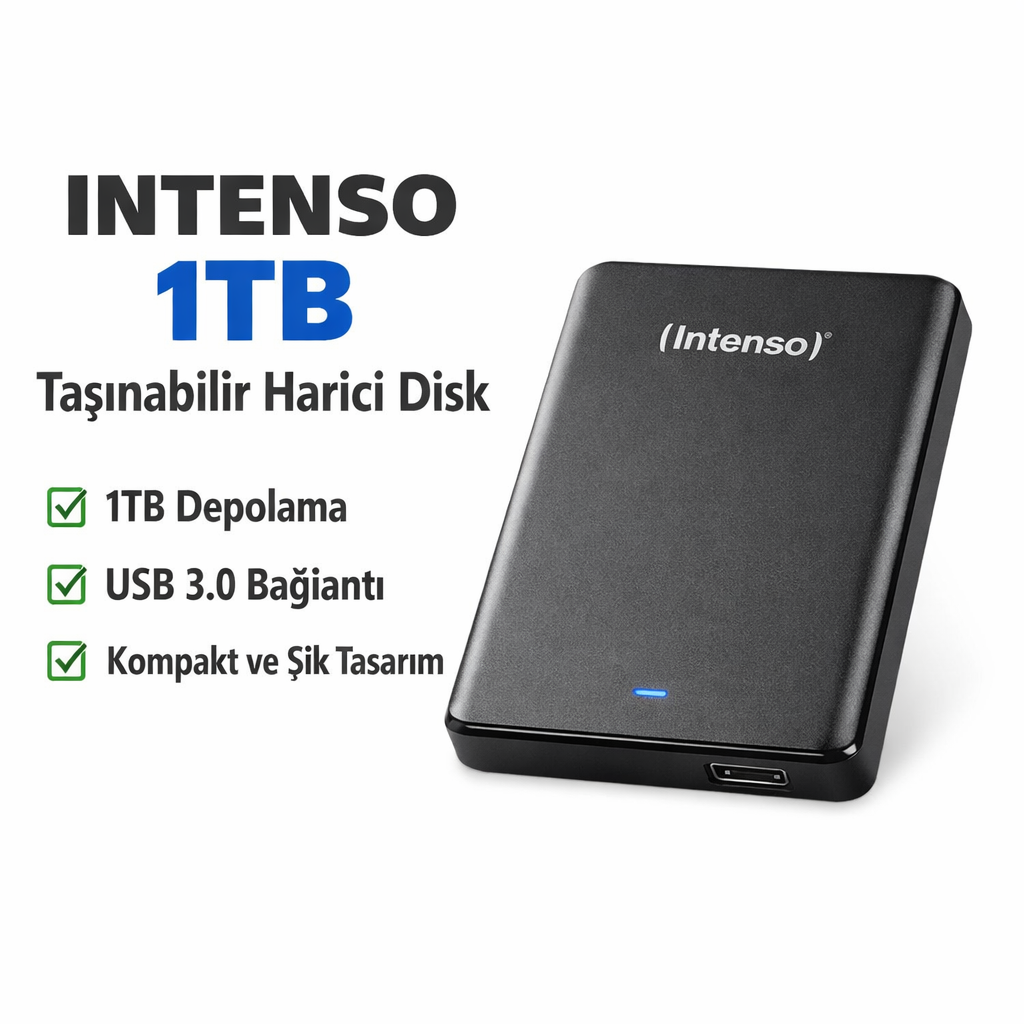 INTENSO 2.5 1TB USB 3.0 TAŞINABİLİR HARİCİ HARDDISK SİYAH 6023560