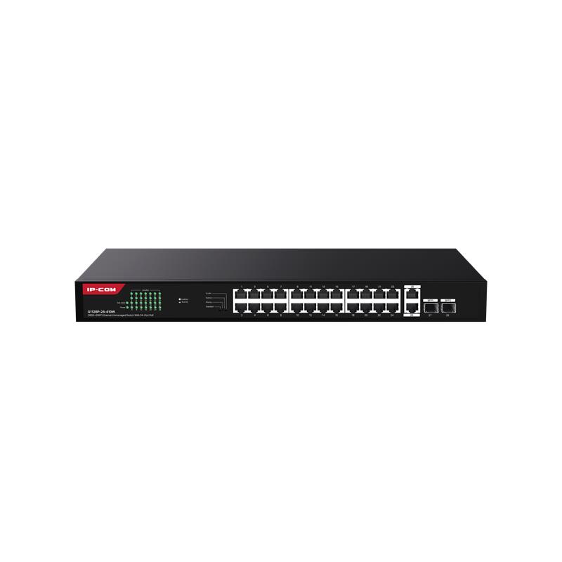 IP-COM G1128P-24-410W 24 PORT GIGABIT +2XGB RJ45/SFP UPLINK 370W POE RACKMOUNT SWITCH