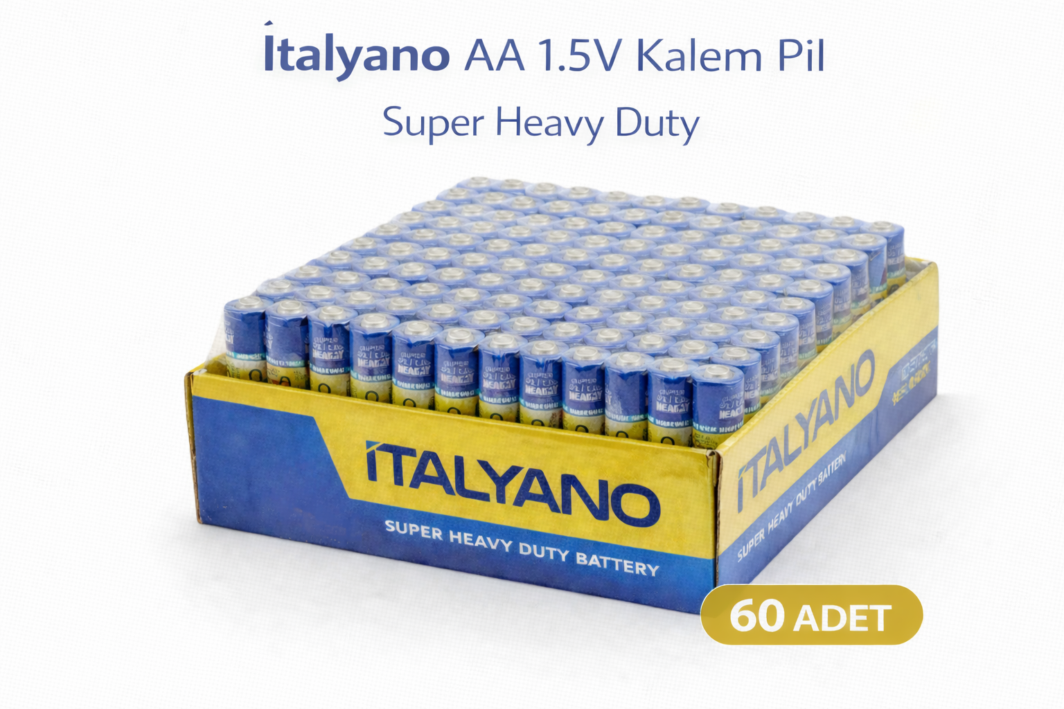 İtalyano AA 1.5V Kalem Pil 60 Adet Super Heavy Duty 15 Paket