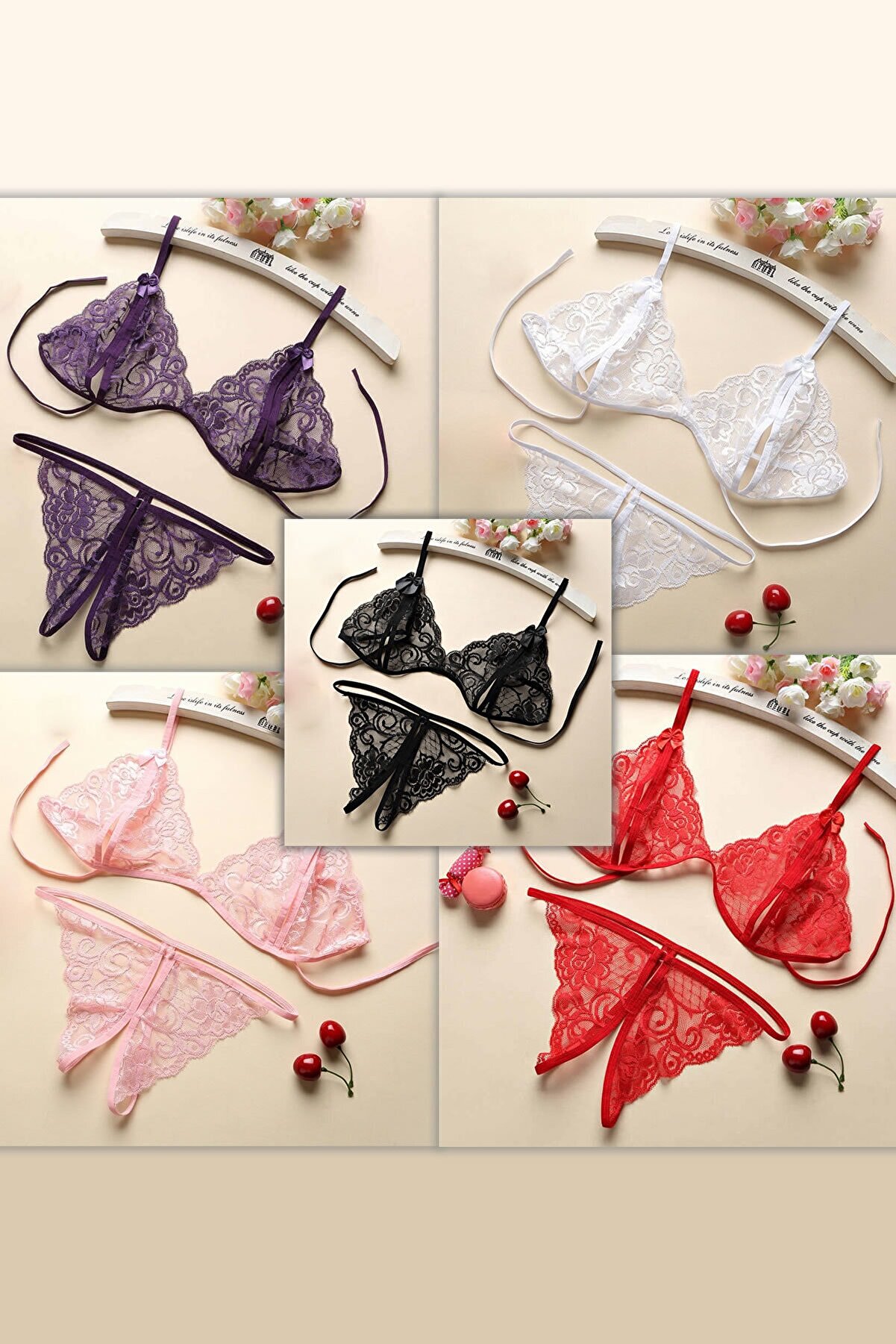 Kadın Dantelli Sütyen Külot Takımı 5&apos;li Set