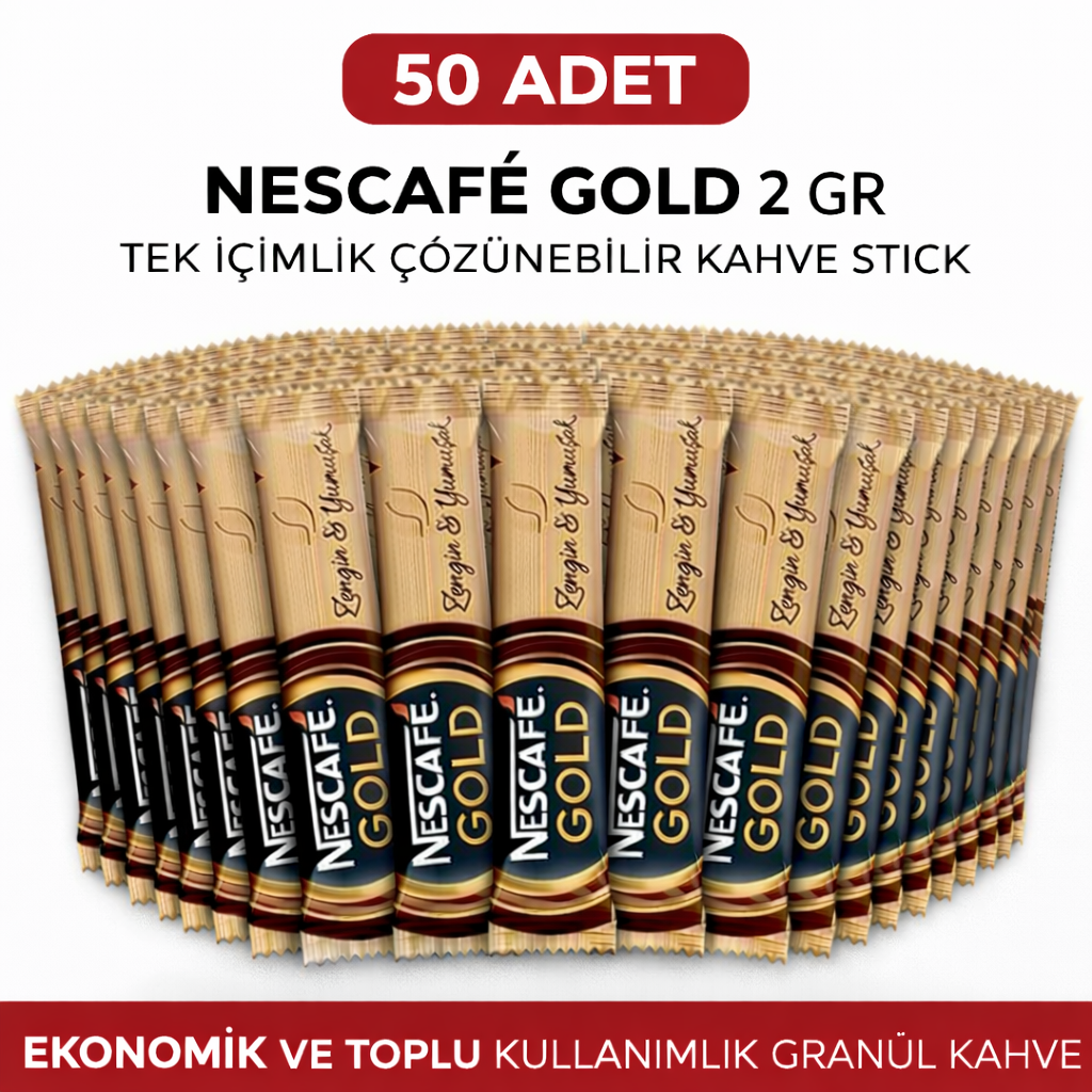 Kahve Gold 2 Gr 50 Adet Tek İçimlik Stick Çözünebilir Granül Kahve Toplu Paket