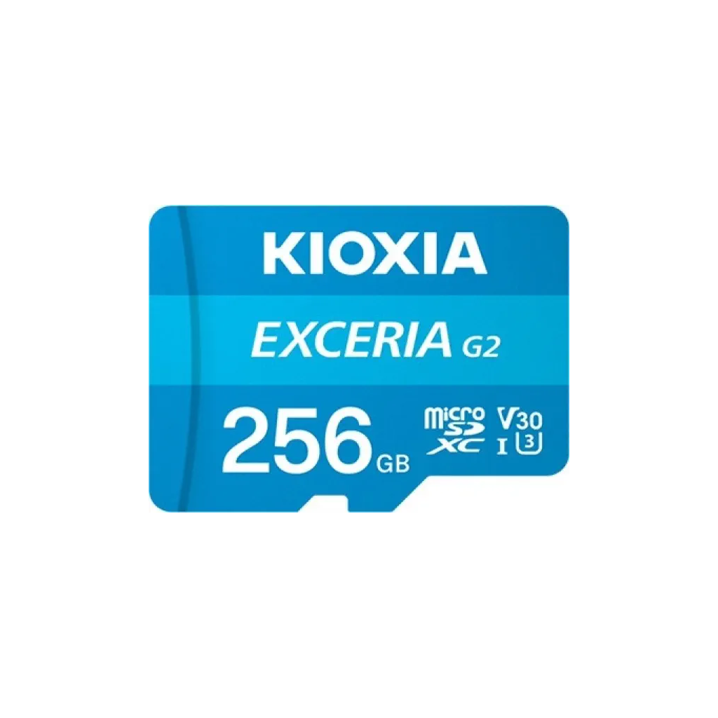 KIOXIA 256GB ExceriaG2, LMEX2L256GG2, U1 V30 4K, CL10, 100Mb/s, MicroSD Kart Bellek (SD Adaptörlü)