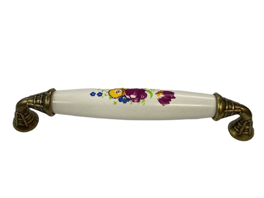 Klasik Silindir Kulp Antik Sarı 128 Mm