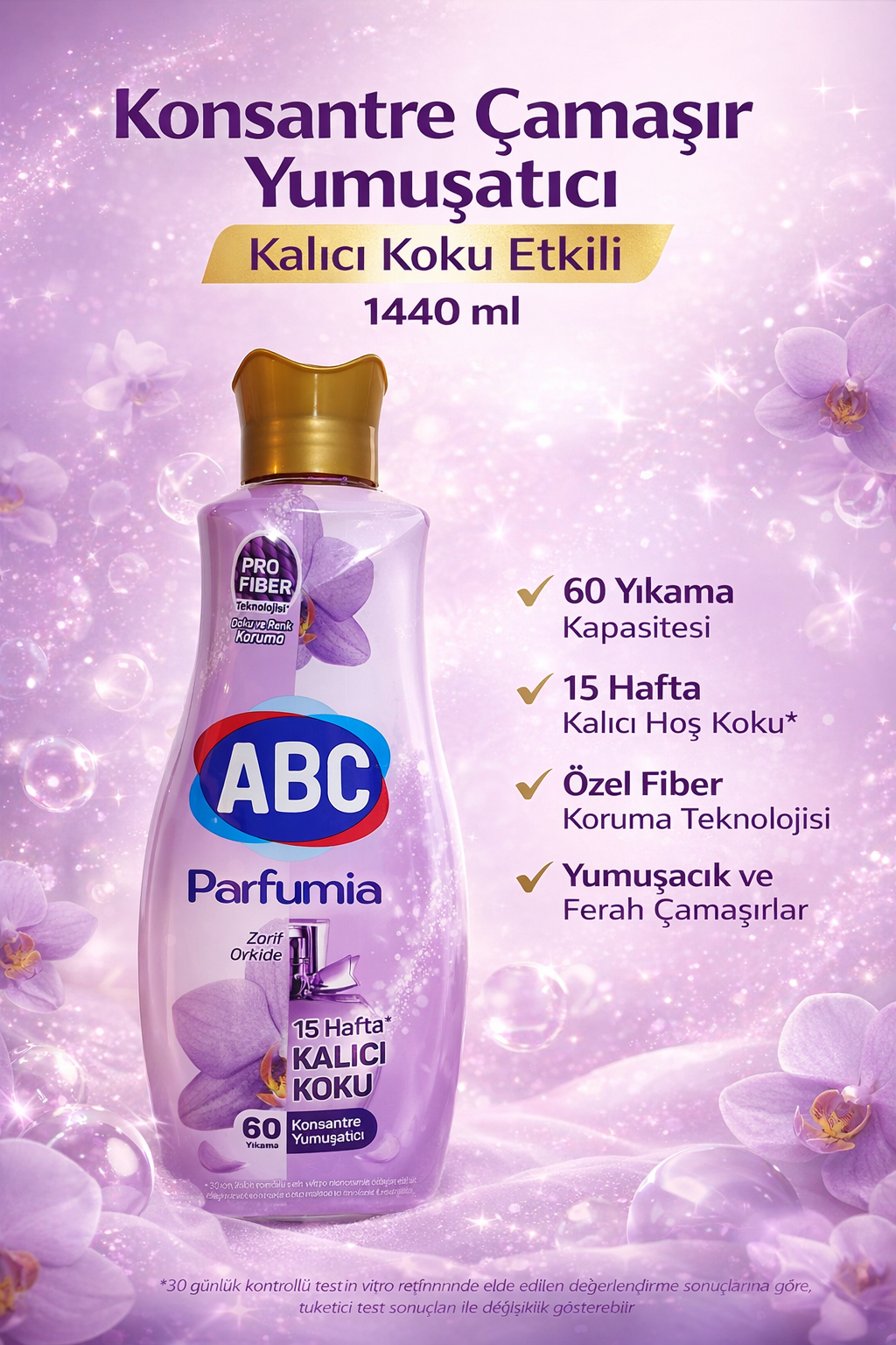 Konsantre Çamaşır Yumuşatıcı Kalıcı Koku Etkili Zarif Çiçek Kokulu 60 Yıkama 1440 ml