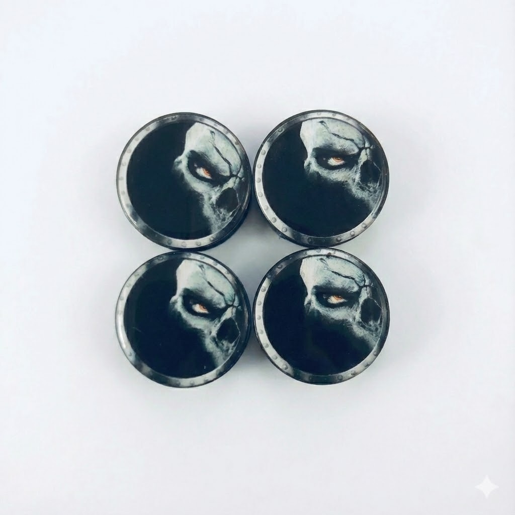 Kuru Kafa Ghost Damla Geçme Jant Göbek Kapağı 4’lü Set 55/58mm Siyah