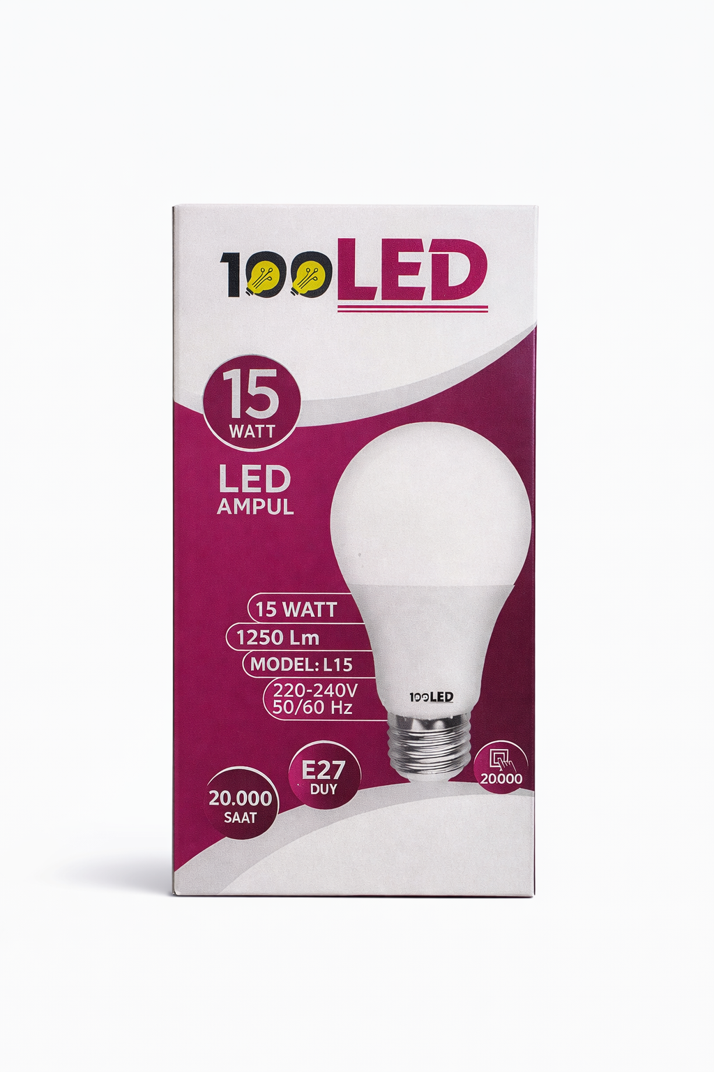 LED Ampul 15 Watt Beyaz Işık 6500K Yüksek Lümen E27 Duy Uzun Ömürlü