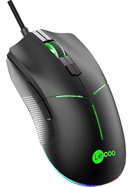 LENOVO LECOO MS109 Usb+Kablolu 6400DPI+8 Tuşlu RGB Aydınlatmalı Siyah Gaming Mouse