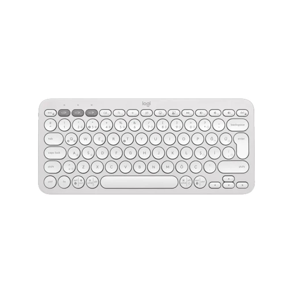 LOGITECH K380S, Pebble Keys 2, Beyaz, 920-011860, Bluetooth, Türkçe, Q, Multimedya, Mini Klavye