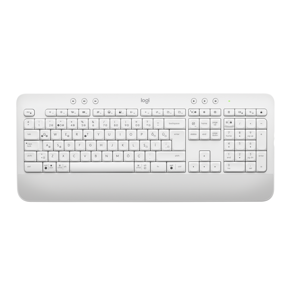 LOGITECH SIGNATURE K650, 920-010973, Beyaz, Bluetooth, Türkçe Q, Multimedya, Sıvı Temasına Dayanıklı, Klavye