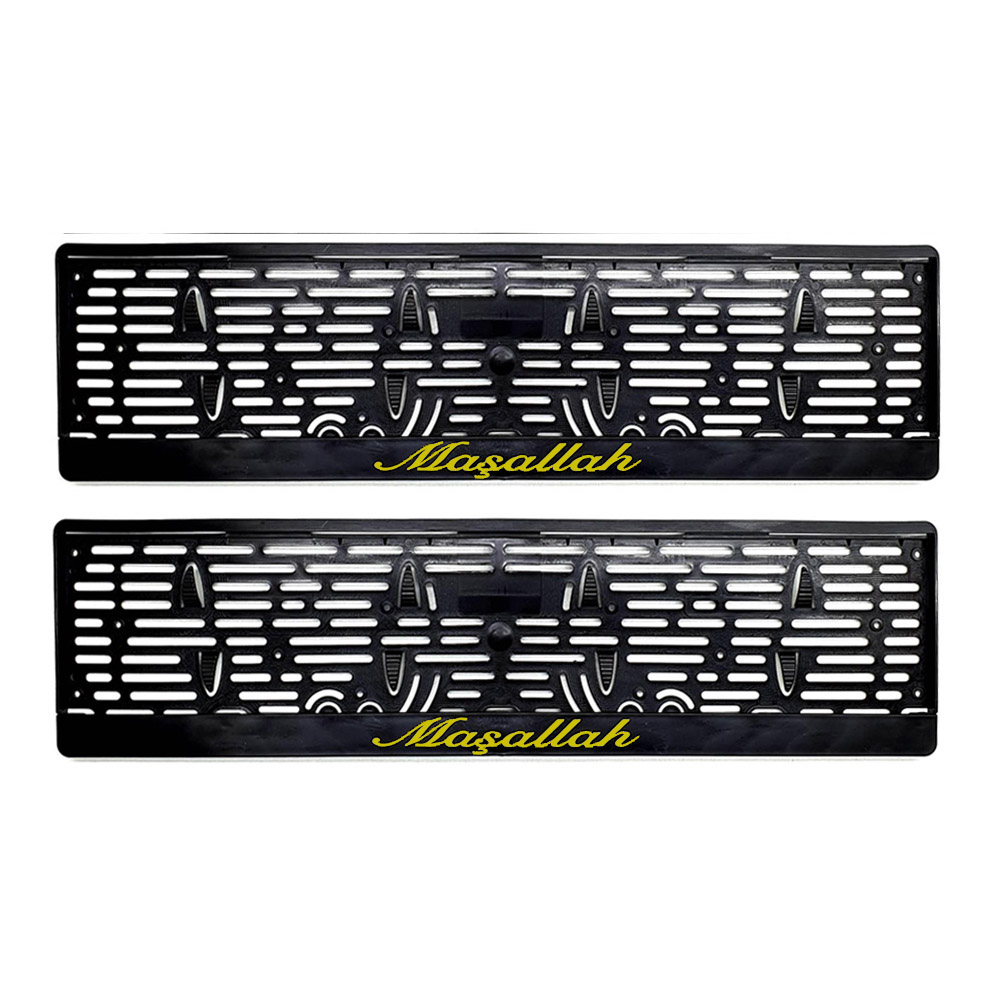 Maşallah Yazılı Plastik Plakalık Plaka Altlığı Çıtalı 2'li Sarı