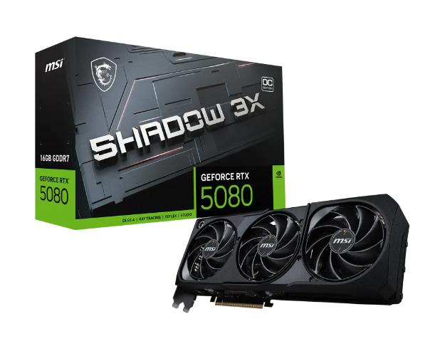 MSI GEFORCE 16GB RTX5080 GDDR7 256 Bit SHADOW 3X OC HDMI 3xDP PCIe 5.0 16X