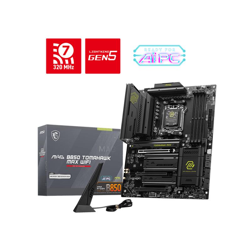 MSI MAG B850 TOMAHAWK MAX WIFI DDR5 8400MT/S 1XHDMI 4XM.2 ATX AM5 (AMD AM5 9000/8000/7000 SERİLERİ İLE UYUMLU)