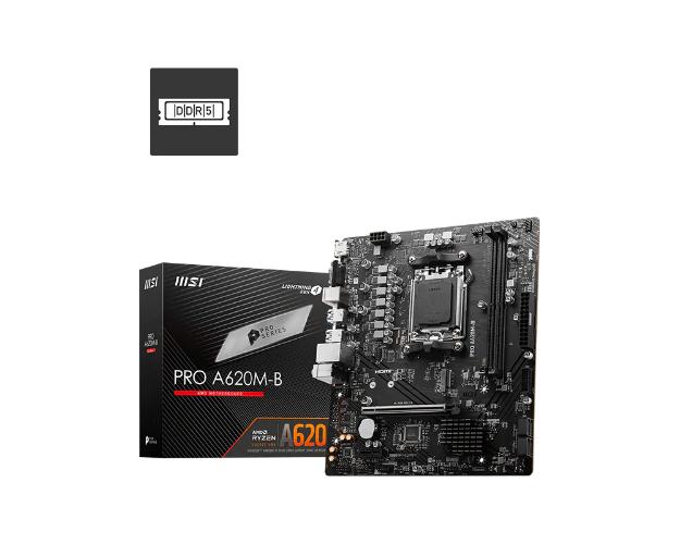 MSI PRO A620M-B DDR5 6800 (OC) VGA HDMI M.2 PCIe 16X v4.0 AM5 USB 3.2 Gen1