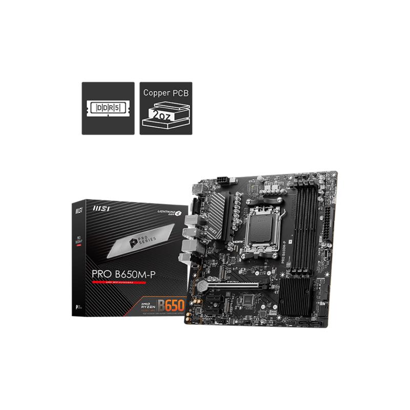 MSI PRO B650M-P DDR5 7200MHZ 1XVGA 1XHDMI 1XDP 2XM.2 USB 3.2 MATX AM5 (AMD AM5 9000/8000/7000 SERİLERİ İLE UYUMLU)