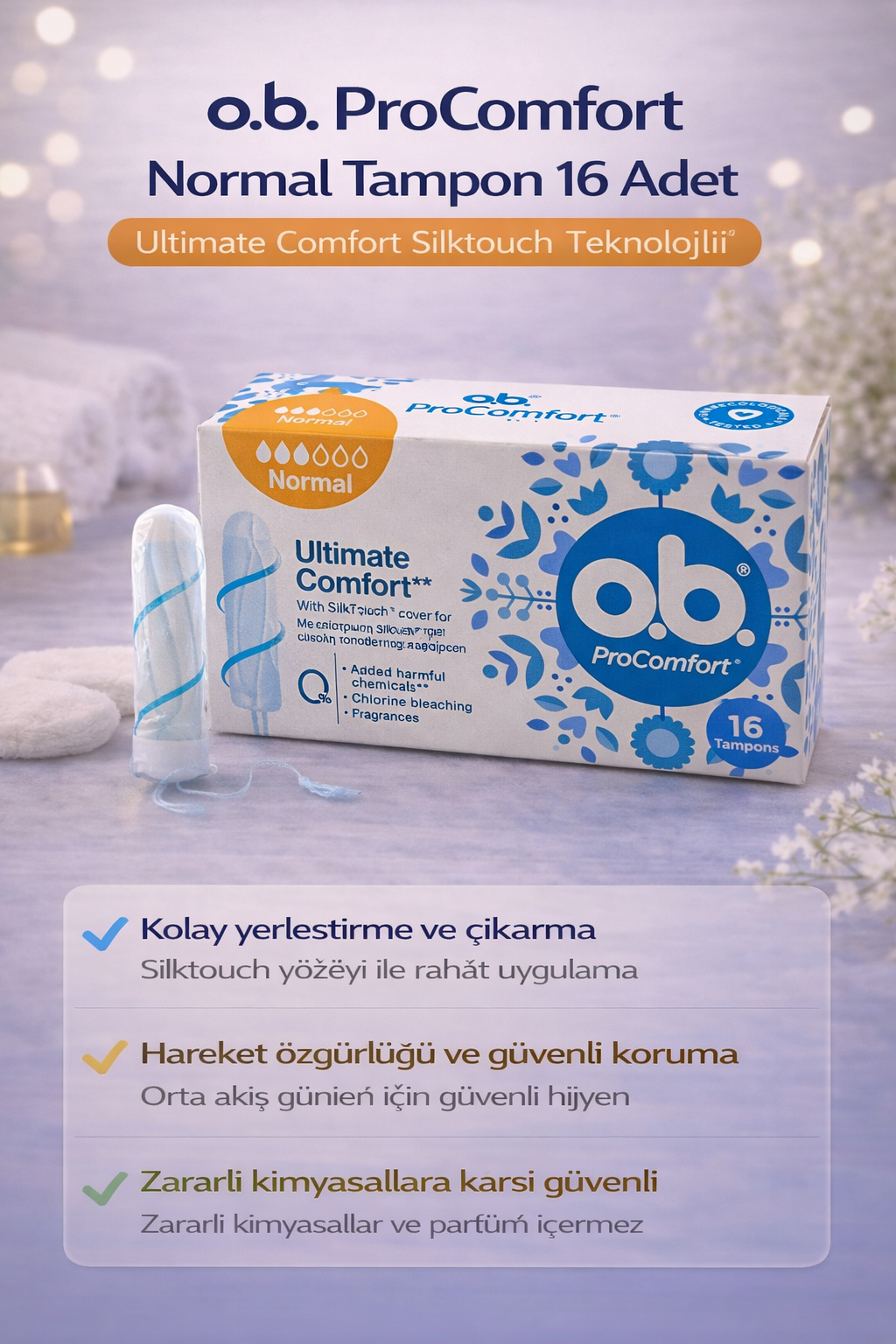 o.b. ProComfort Normal Tampon 16Lı 1 Paket Ultimate Comfort Silktouch Teknolojili