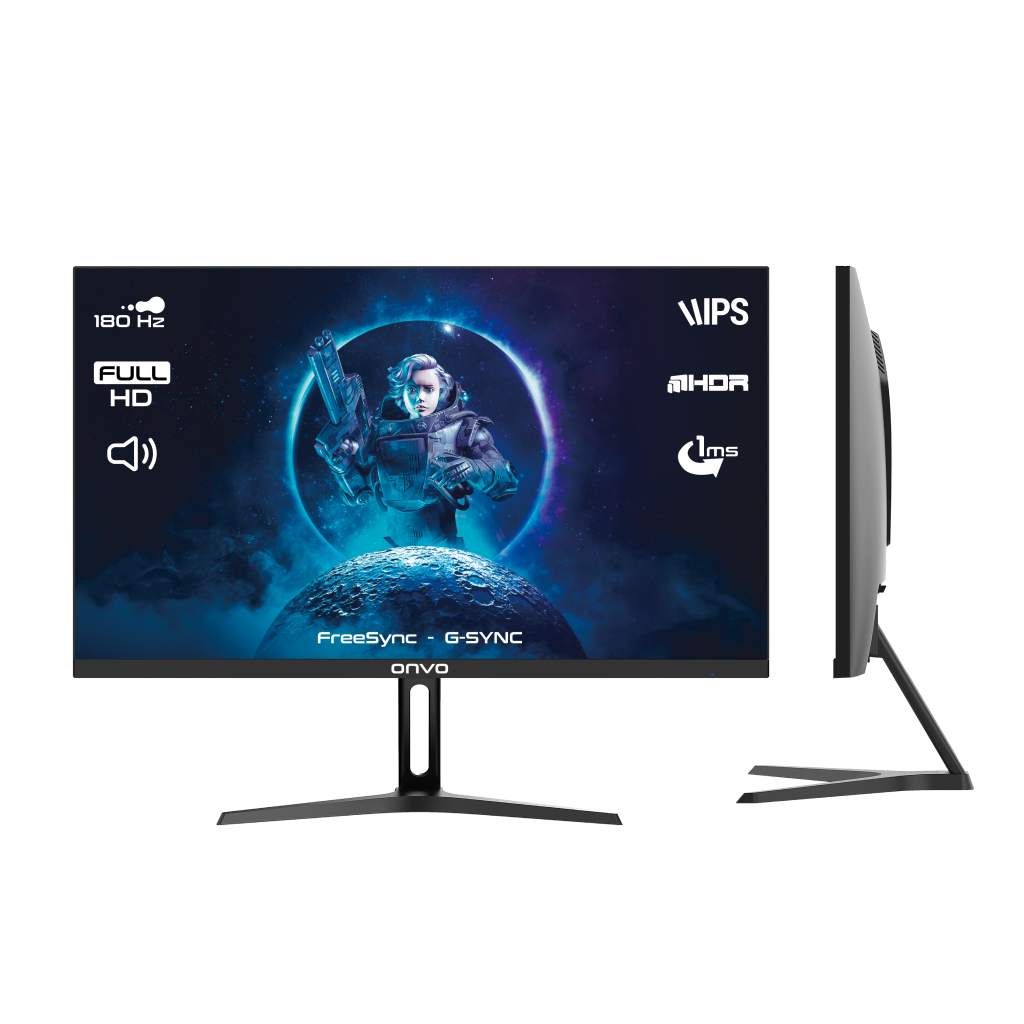 ONVO OV24MNT202G, 23,8&amp;quot; 1ms, 180Hz, Full HD, 2xHDMI, DP, 2x2W Hoparlör, Metal Ayak, IPS Panel, NVDI G-Sync ve AMD FreeSync, GAMING Monitör