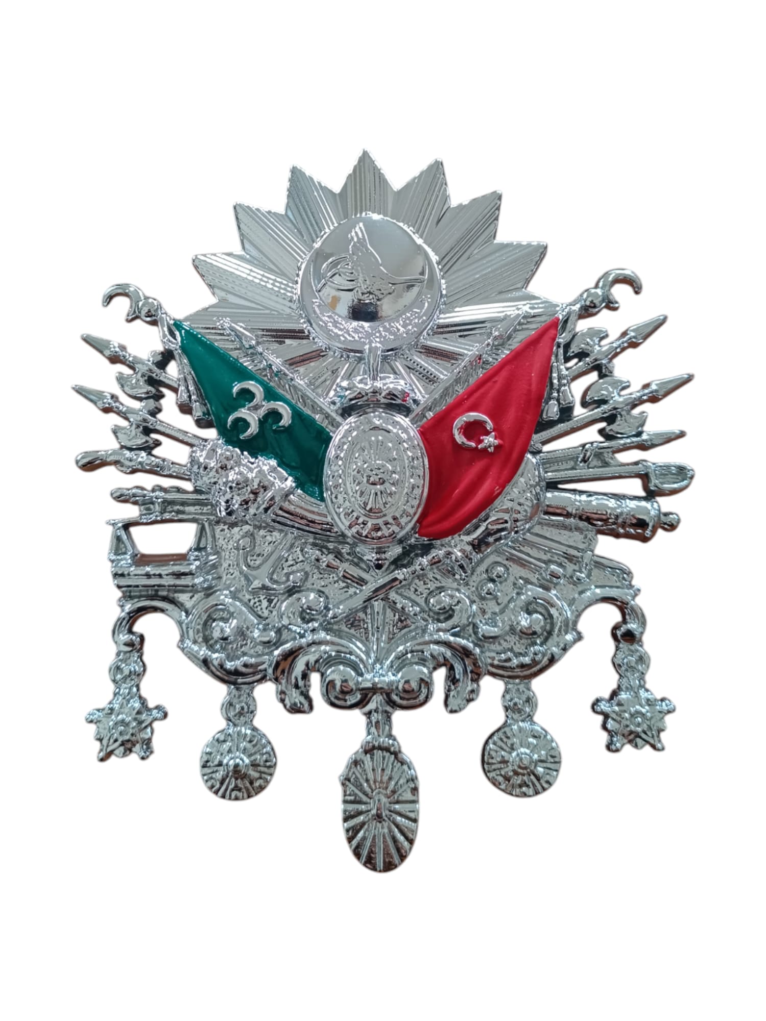 Osmanlı Devlet Arması Vidalı Kabartma Logo Büyük 12x11cm Krom