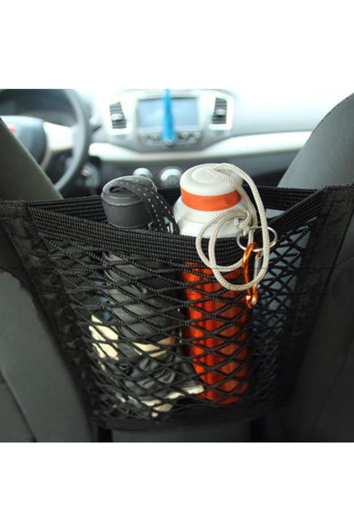 Oto Koltuk Arası File Ahtapot Ağ Düzenleyici Araç İçi Organizer Tek Cepli 30x28cm Siyah