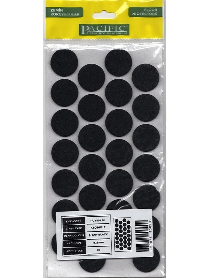 Pacific 6128 Bl Yapışkanlı Keçe 28 Mm Siyah