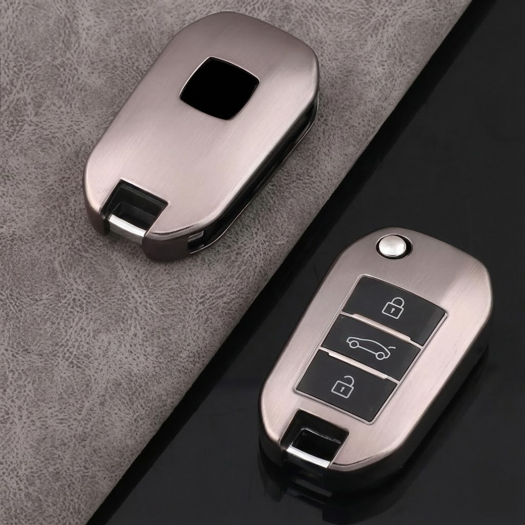 Peugeot 301 Citroen C-ELLYSE Berlingo 2024 Anahtar Uyumlu Silikon Oto Anahtar Kumanda Kabı Kılıf Gri
