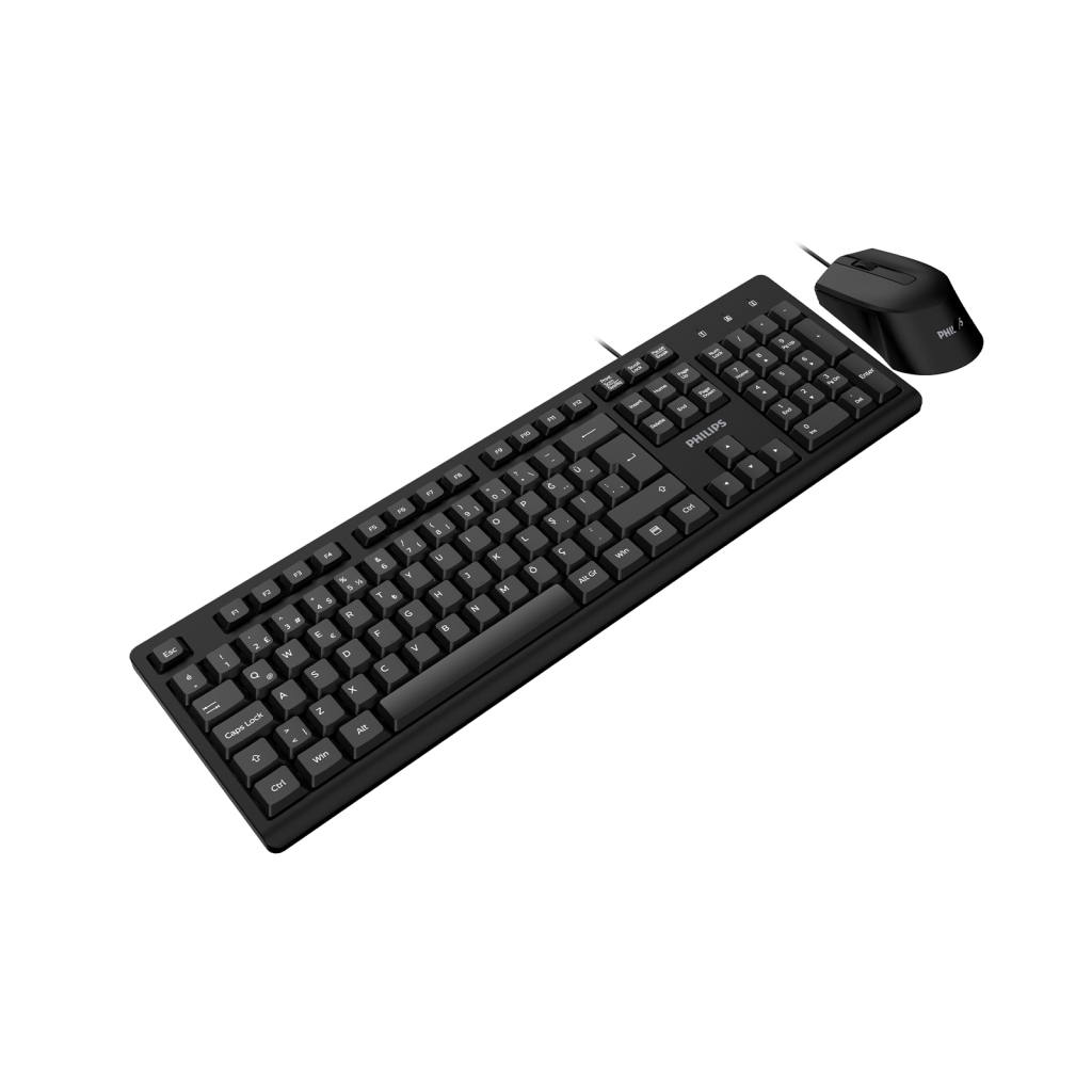 PHILIPS SPT6234B, Siyah, Türkçe Q, USB Kablolu, Klavye Mouse Set