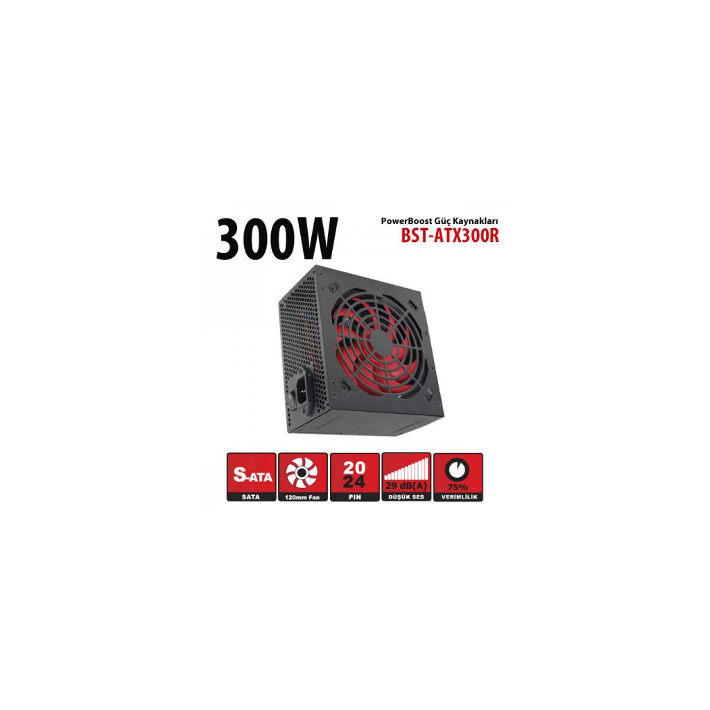 PowerBoost BST-ATX300R 300W, Sata, 12cm Fan, BOX PSU
