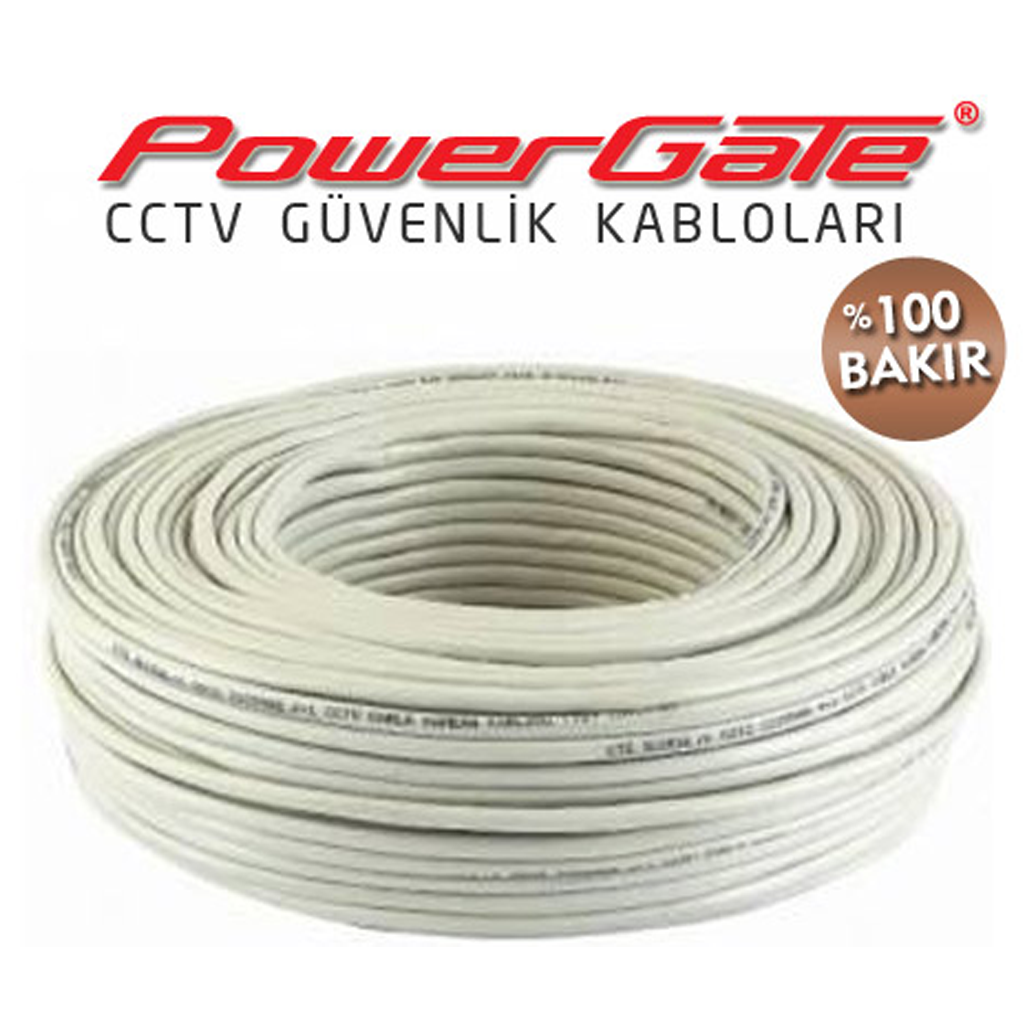 PowerGate VIA 152mt, 2+1 (2x0,22+0,22) %100 Bakır, CCTV Güvenlik Kablosu