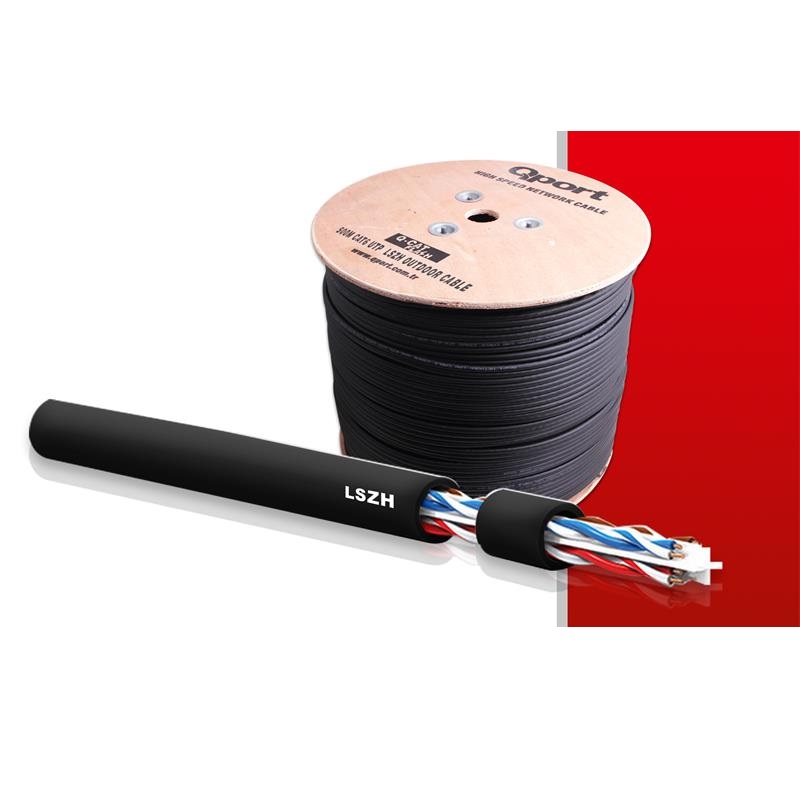 QPORT Q-CATFLASH 500 METRE LSZH CAT6 OUTDOOR 23AWG 0.58MM YANMAZ KABLO (HALOGEN FREE)