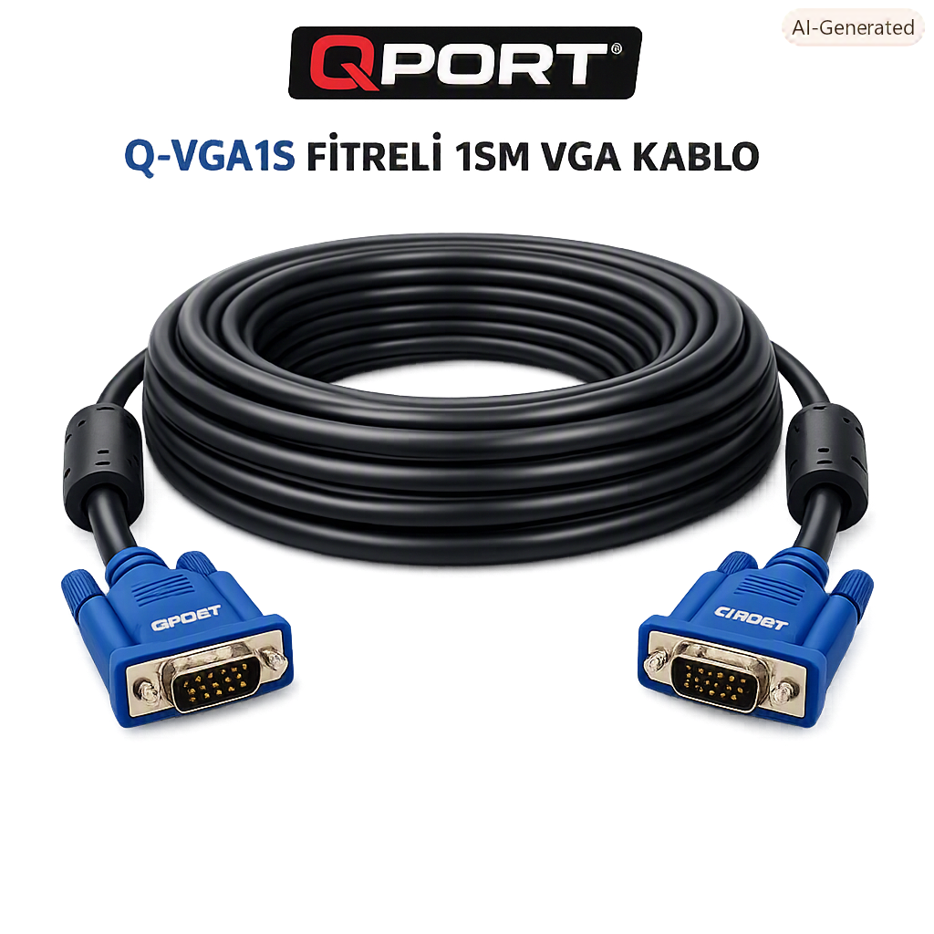 QPORT Q-VGA15 15PIN FITRELI 15M ERKEK ERKEK KABLO