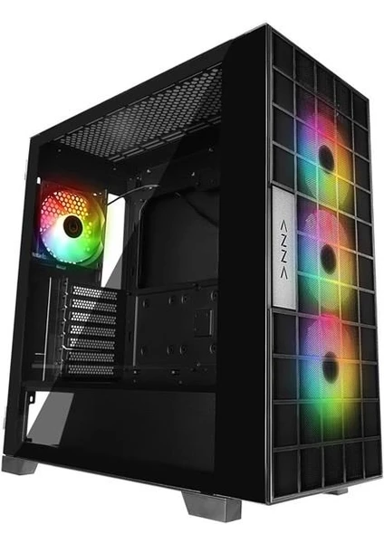 RAMPAGE AZZA V2 TEMPERLİ CAM Siyah ARGB FAN+TYPE-C ATX MİD-T GAMING KASA