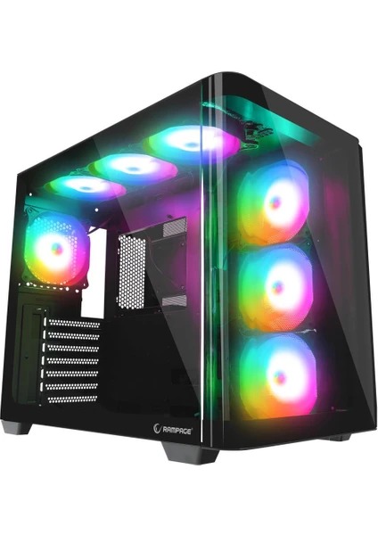 RAMPAGE LOOPY PLUS 950W 80+ TEMPERLI CAM 7X12CM RGB FAN GAMING ATX KASA SIYAH