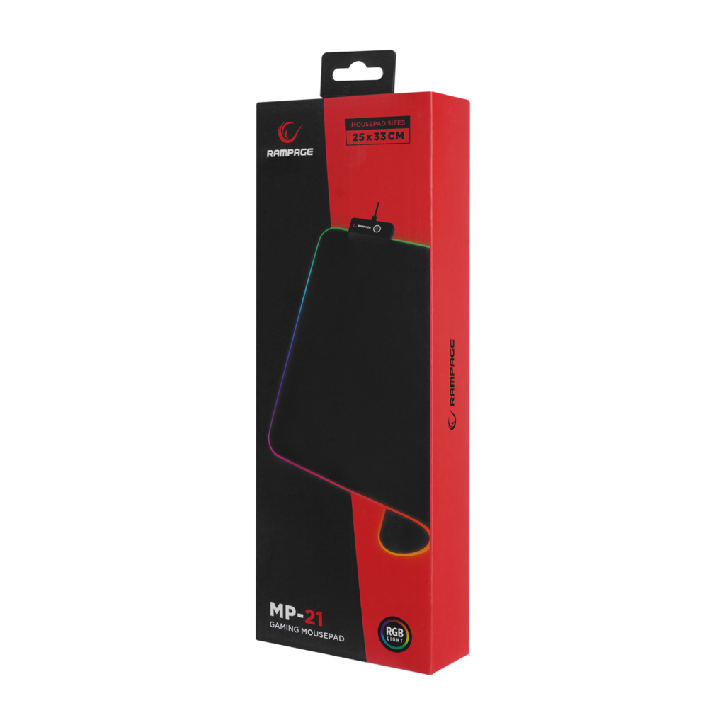 Rampage MP-21, PULSAR M RGB, 252x328x3mm, RGB Led, Gaming, MOUSE PAD (Siyah)