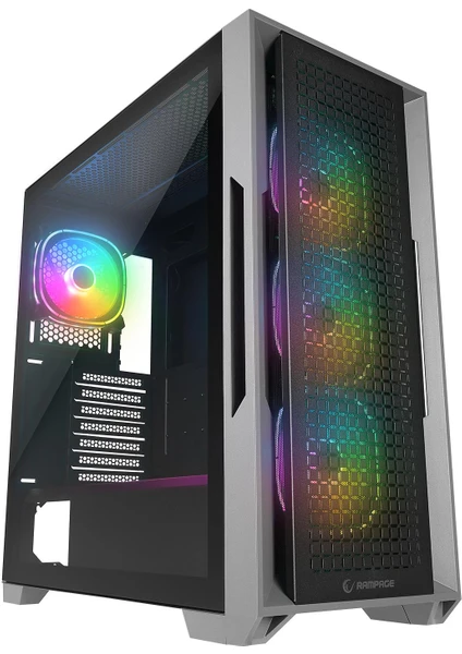 RAMPAGE RADIANT V1 TEMPERLİ CAM+MESH 4xARGB FAN+HUB E-ATX EXCLUSIVE GAMING KASA SIYAH