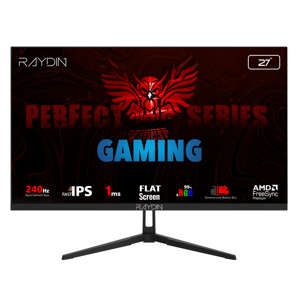 RAYDIN EC27DFI-240HZ, 27&amp;quot;, 1ms, 240Hz, Full HD, HDMI, DP, IPS LED, Flat, Frameless, FreeSync Gaming Monitör