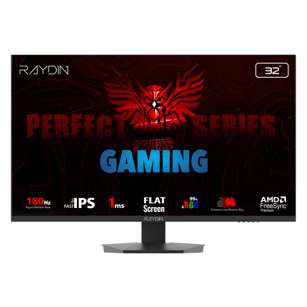 RAYDIN EG32EQI-180HZ, 31.5&amp;quot;, 1ms, 180Hz, 2K Quad HD, 2xHDMI, DP, Hoparlör, IPS LED, Flat, Frameless, FreeSync Gaming Monitör