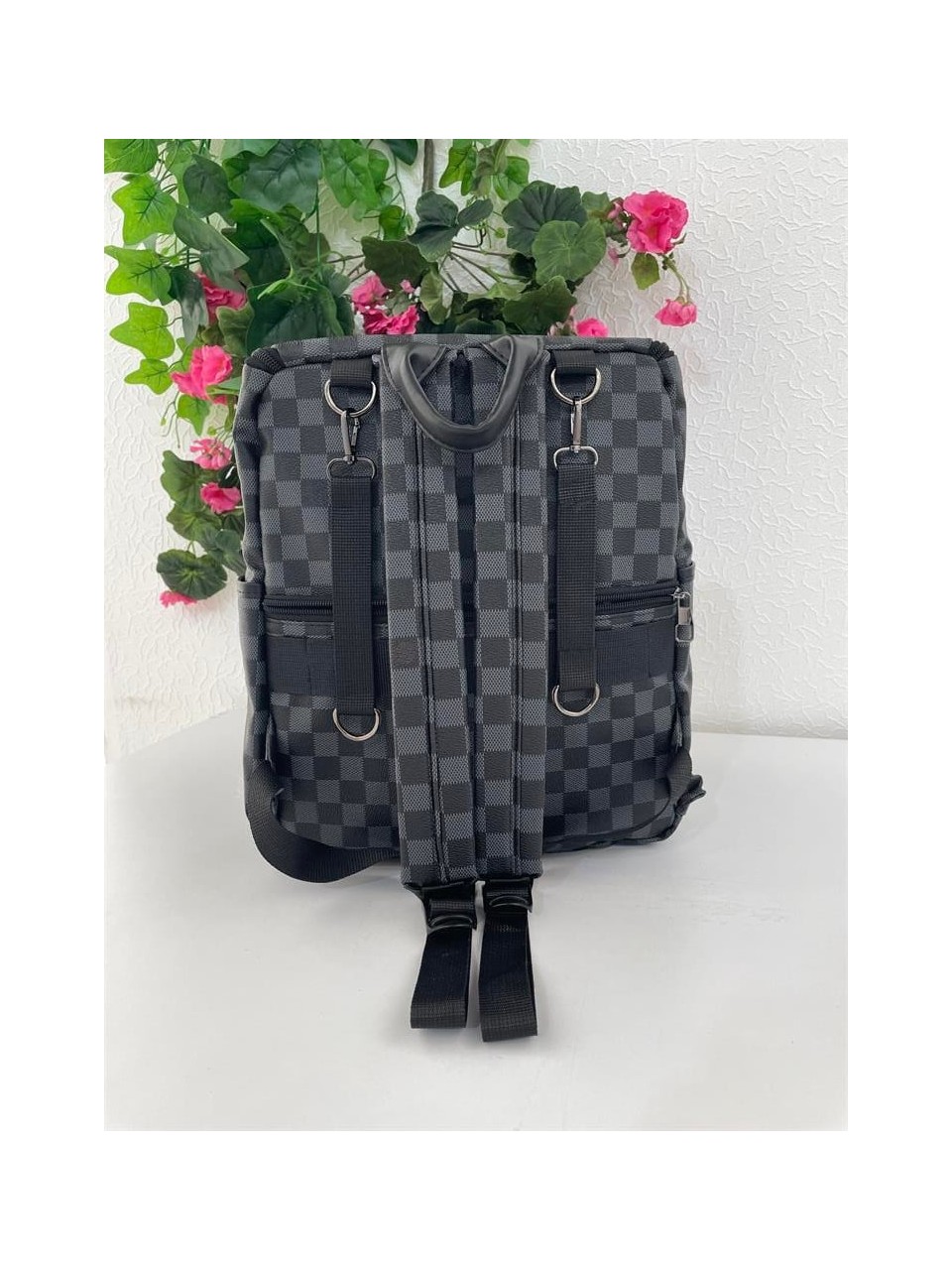 Remuse Unisex Sırt Çantası Kareli Siyah Gr